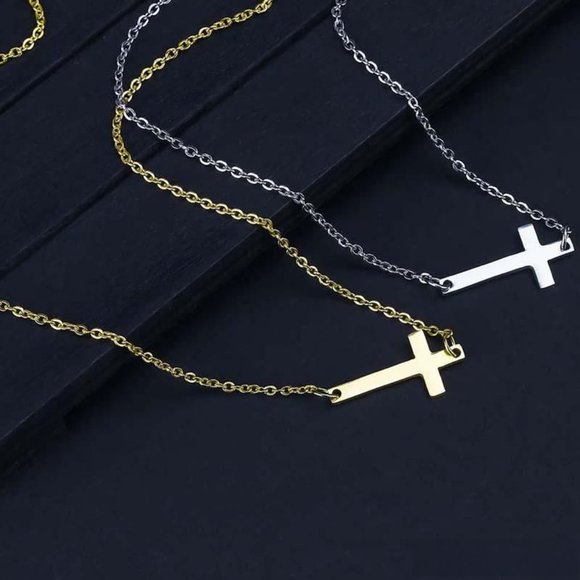Cross Pendant Necklace-Cross Necklace-Religious  Necklaces-Choker Necklace - Picture 4 of 5